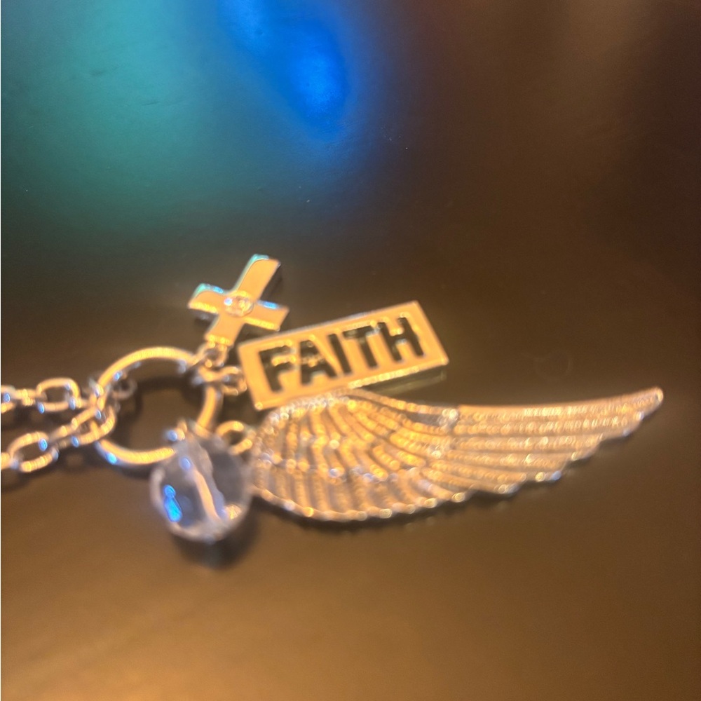 Silver Faith Charm pendant style necklace